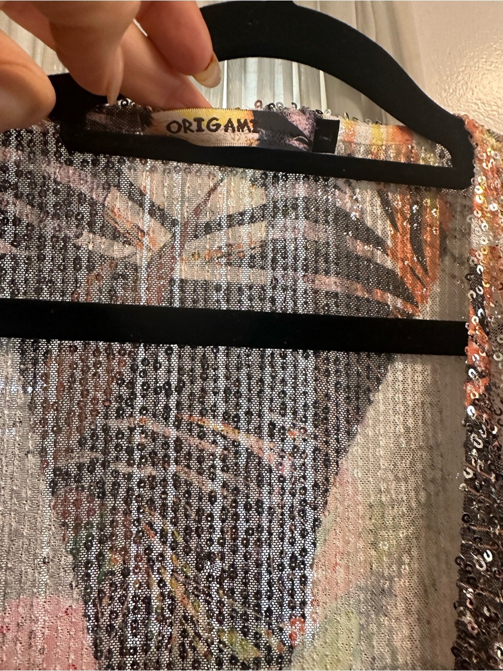 Brand New ORIGAMI Sequin Floral Overlay DUSTER Jacket - Picture 5 of 5
